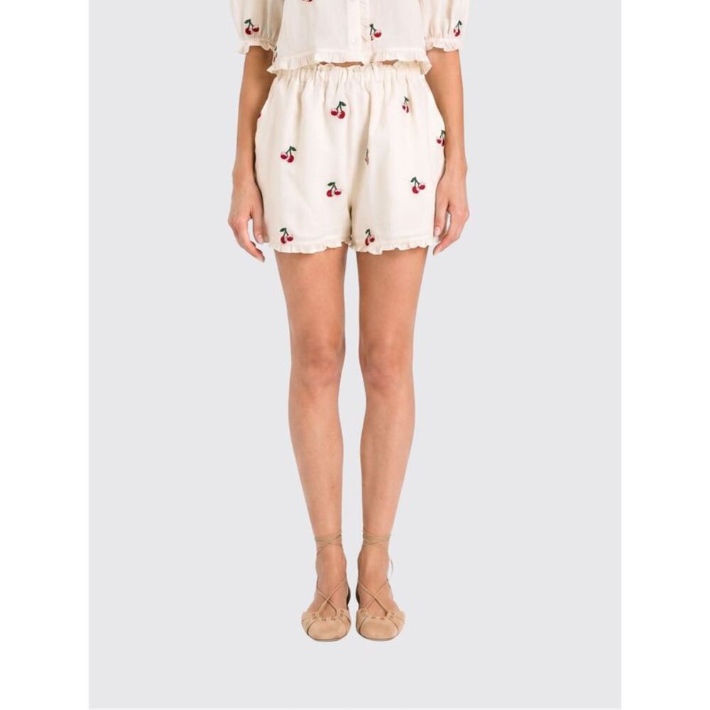Twinset Women Ramie Shorts With Cherry Embroidery Twinset